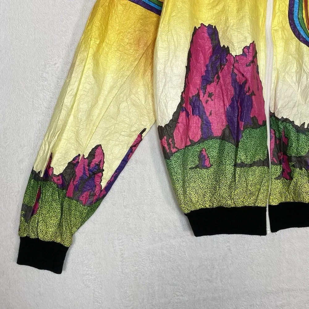 Vtg‎ 1989 Garden of the Gods 10 Mile Run Tyvek Jacket M 80s Neon Retro Running M